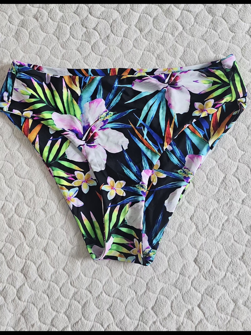 Fused Hawaii Large Tropical Floral Bikini Bottoms - Black Multicolor